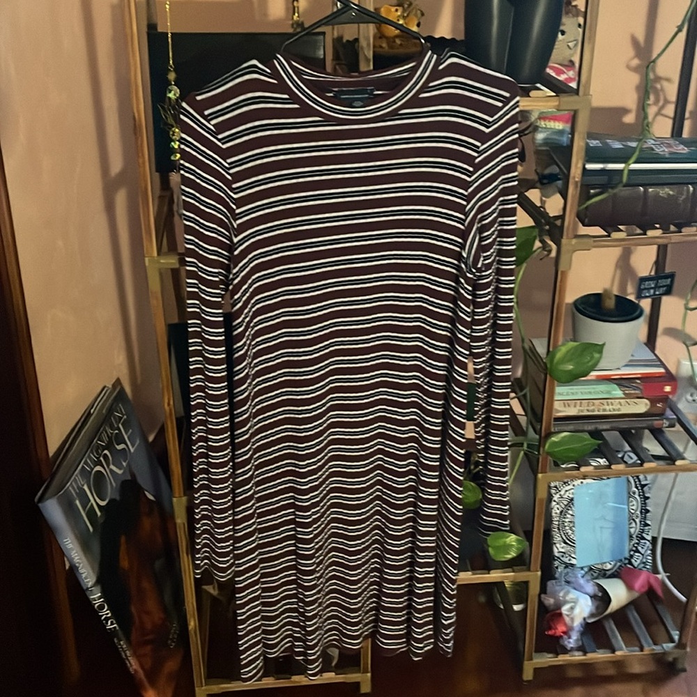 American Eagle Outfitters Brown and White Striped Dress